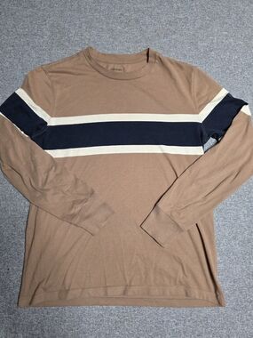 Old Navy Long Sleeve Striped T-Shirt Tan Brown Navy Cream - Extra Small XS